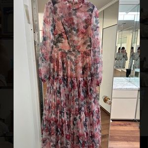 Mac Duggal Pink Floral Tulle Dress